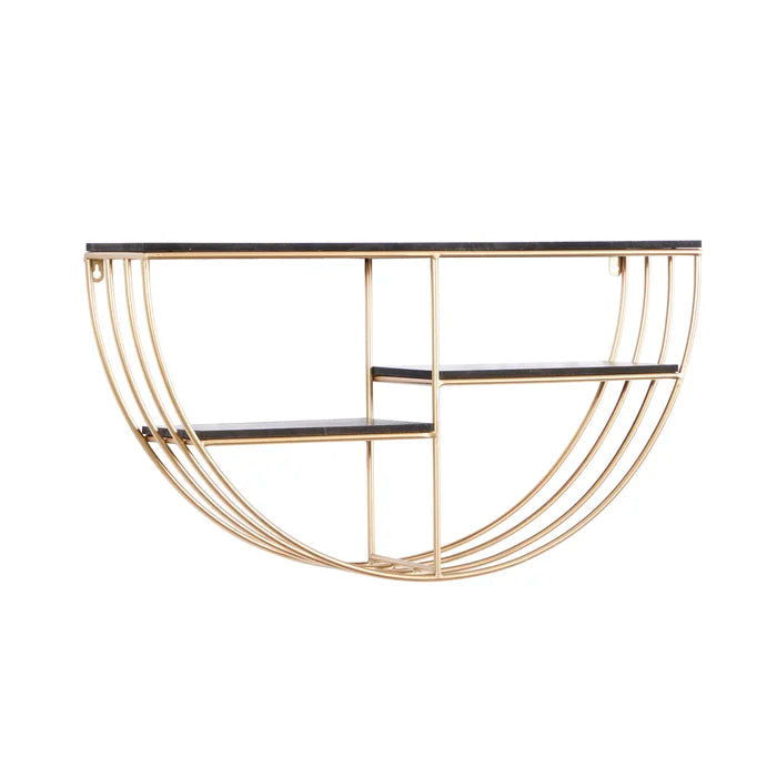 Metal And Solid Sheesham Wood 3 Piece Metal Accent Shelf (Gold) - Furnishiaa -  - 