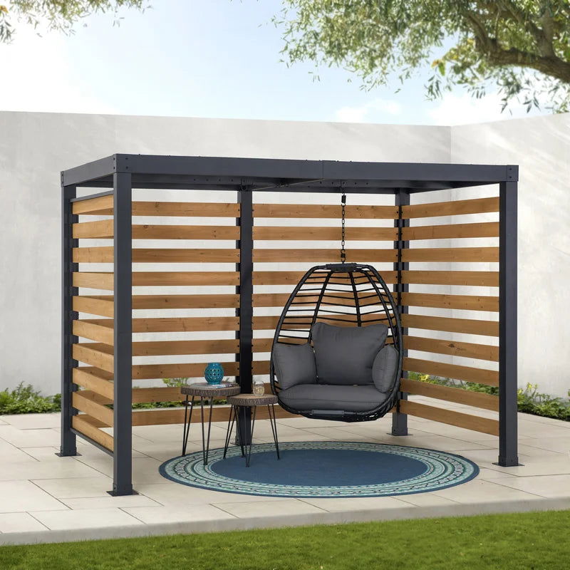 Metal And Wood 10 fit X 6 fit Pergola For Small Spaces - Furnishiaa -  - 