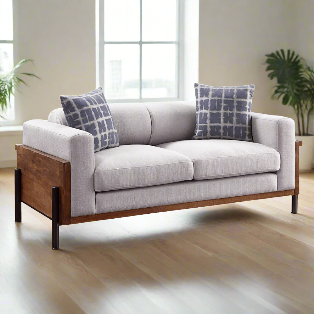 Metal Wood Fluffy Sofa with Iron Legs - Furnishiaa -  - 