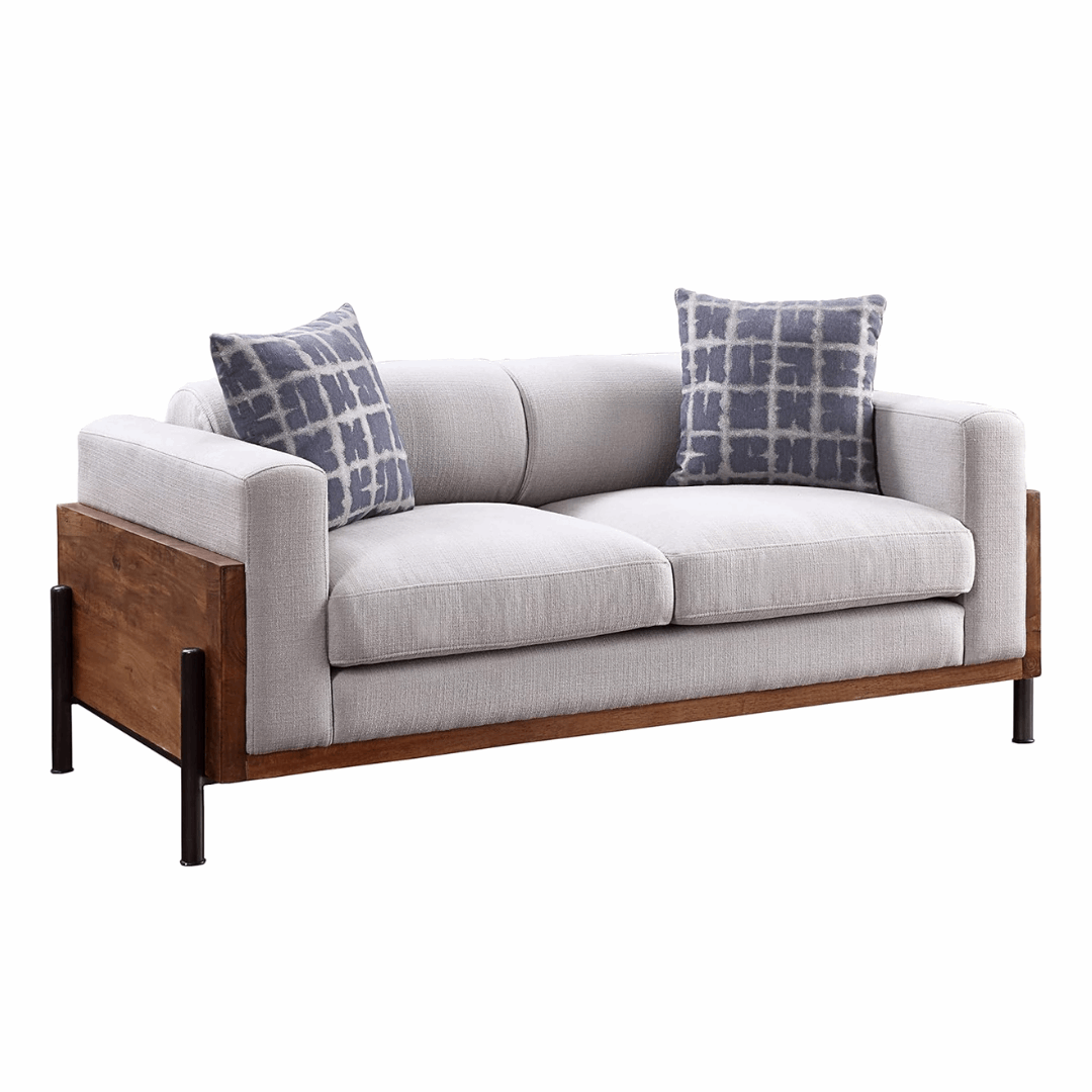 Metal Wood Fluffy Sofa with Iron Legs - Furnishiaa -  - 