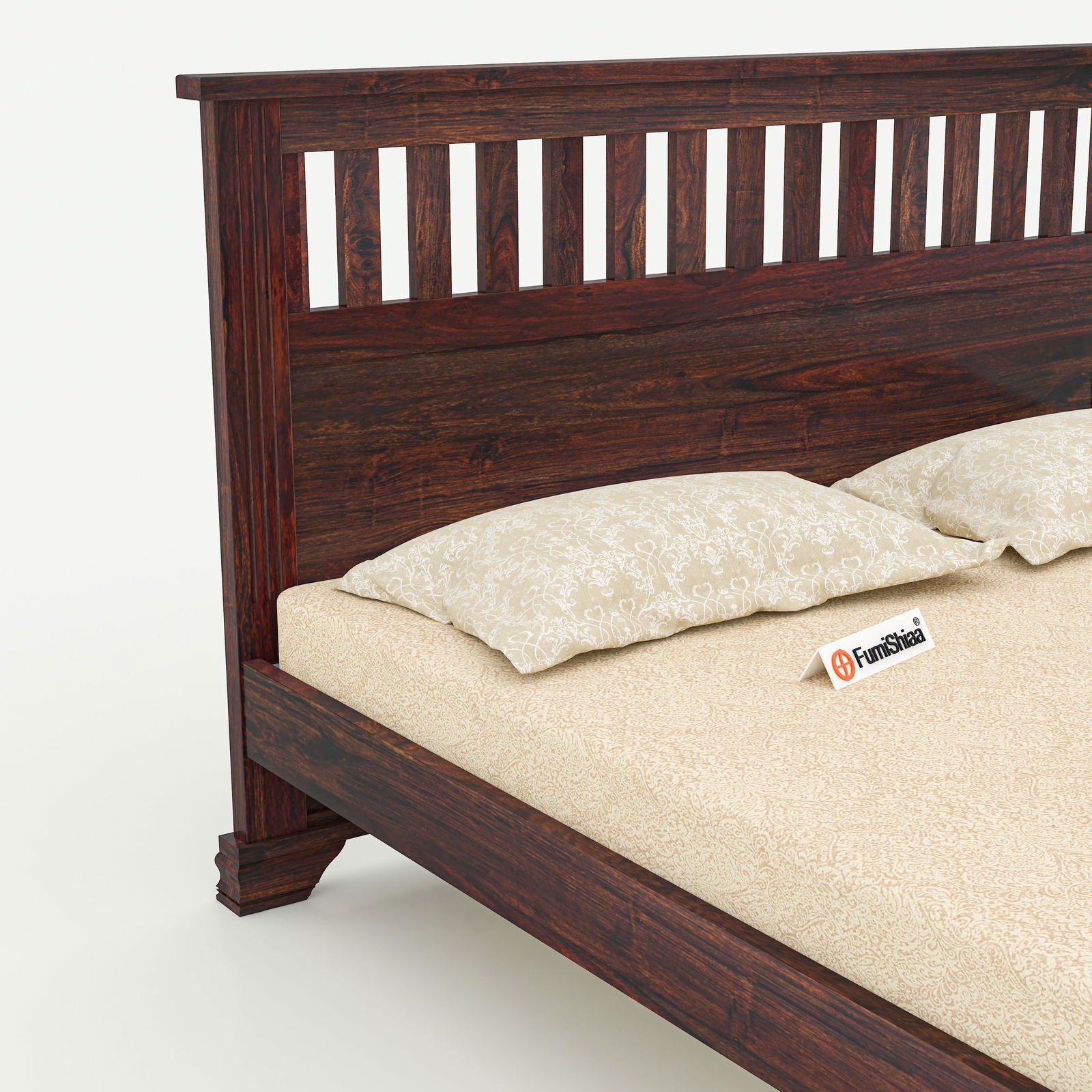 Mid Century Classical French bed in solid Sheesham Wood - Furnishiaa -  - 