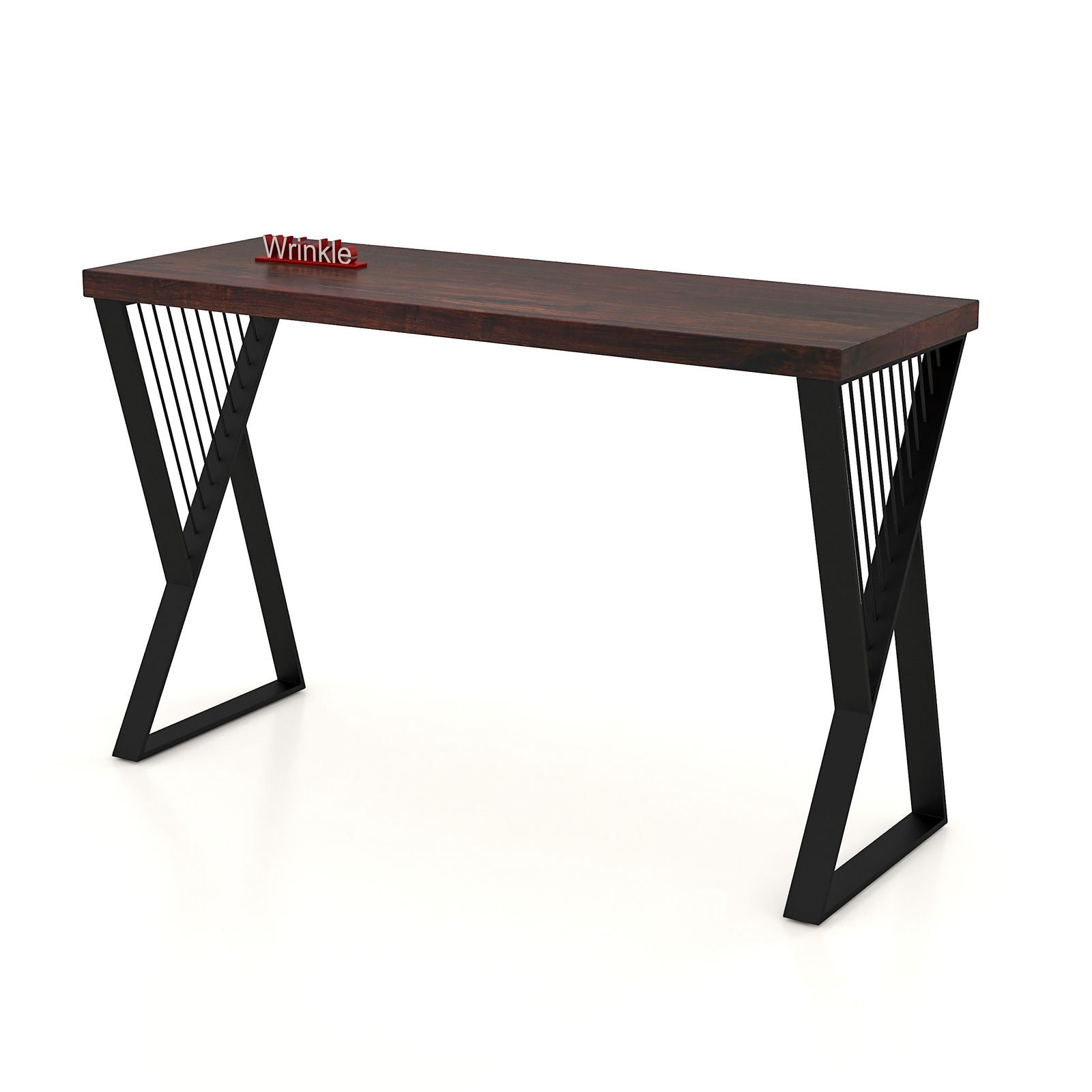 Modern Console Table In Sleek Black Rods Design in Metal With Sheesham Wood top - Furnishiaa -  - 
