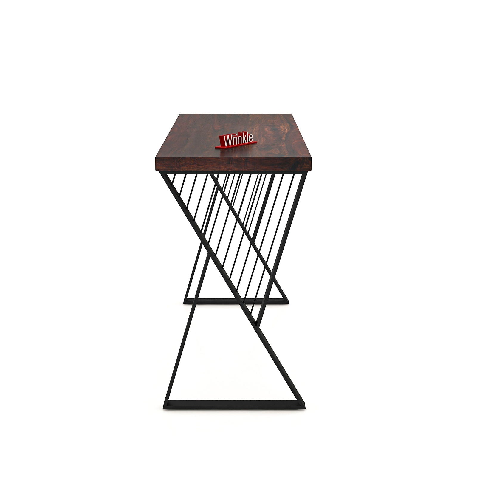 Modern Console Table In Sleek Black Rods Design in Metal With Sheesham Wood top - Furnishiaa -  - 