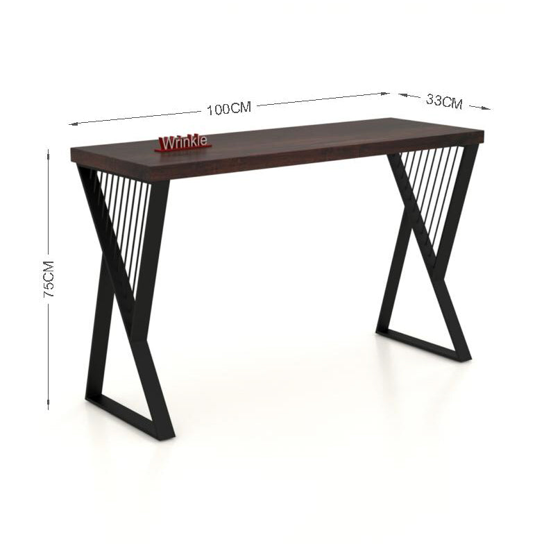 Modern Console Table In Sleek Black Rods Design in Metal With Sheesham Wood top - Furnishiaa -  - 