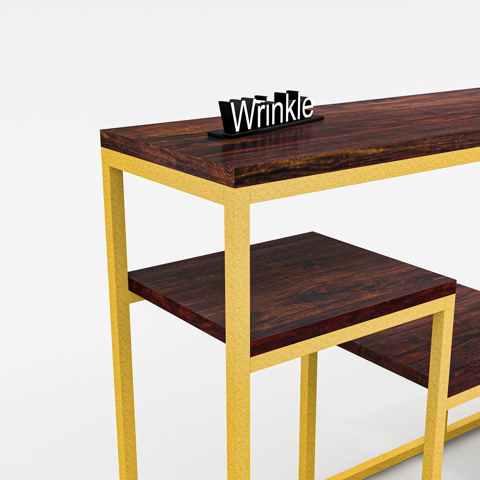 Modern Console Table In Sleek Golden  Rods Design in Metal With Sheesham Wood top - Furnishiaa -  - 