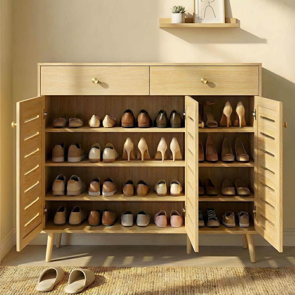 Furnishiaa Spacious Shoe Storage Cabinet with Adjustable Shelves