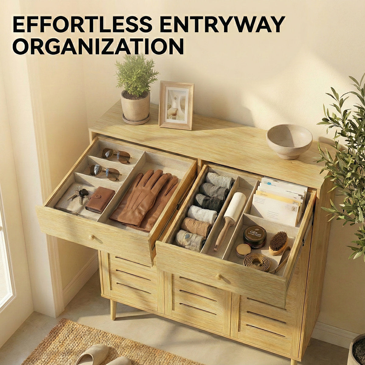 Furnishiaa Spacious Shoe Storage Cabinet with Adjustable Shelves