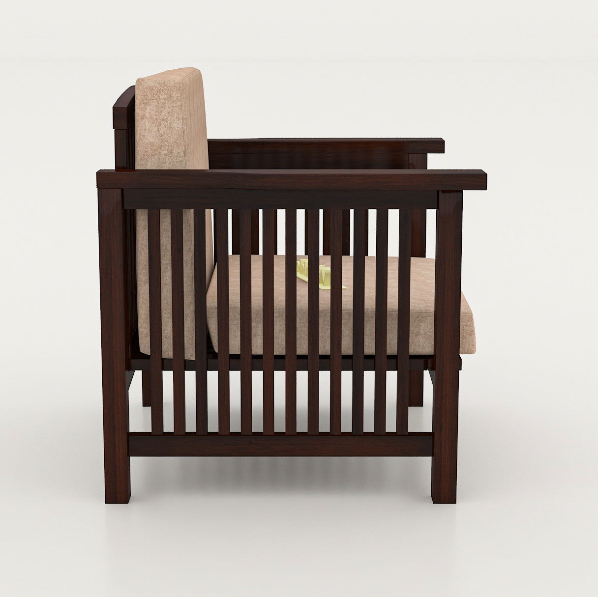 Most Comfy Arm Chair Walnut Solid Sheesham Wood With Morfino Fabric - Furnishiaa -  - 