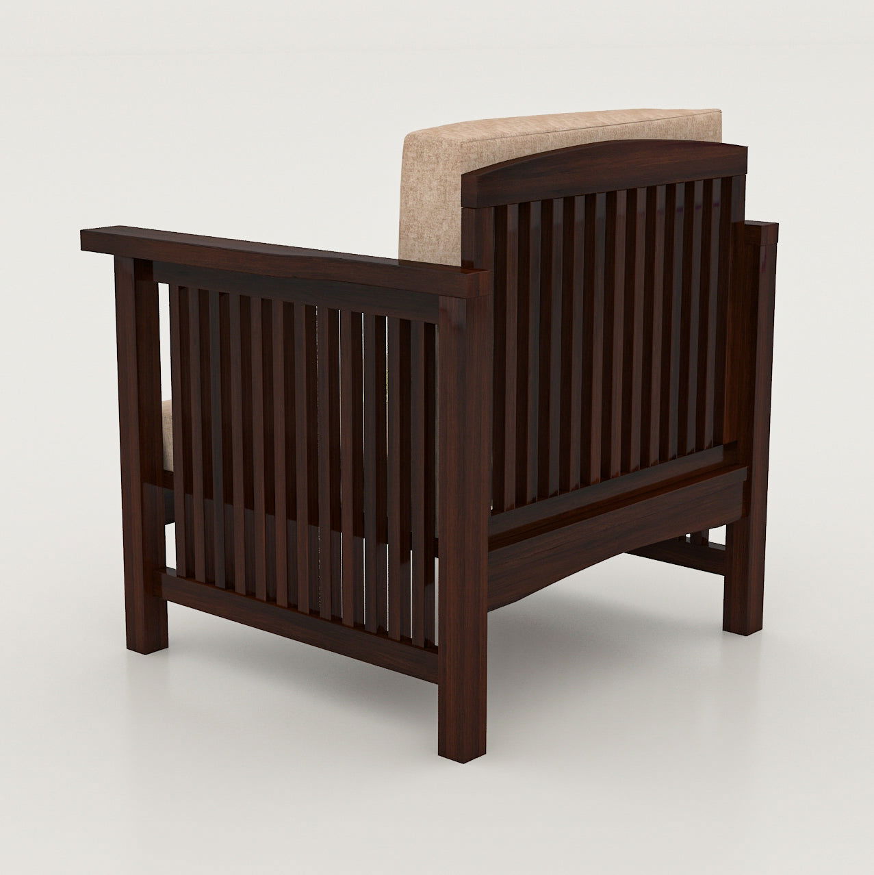 Most Comfy Arm Chair Walnut Solid Sheesham Wood With Morfino Fabric - Furnishiaa -  - 