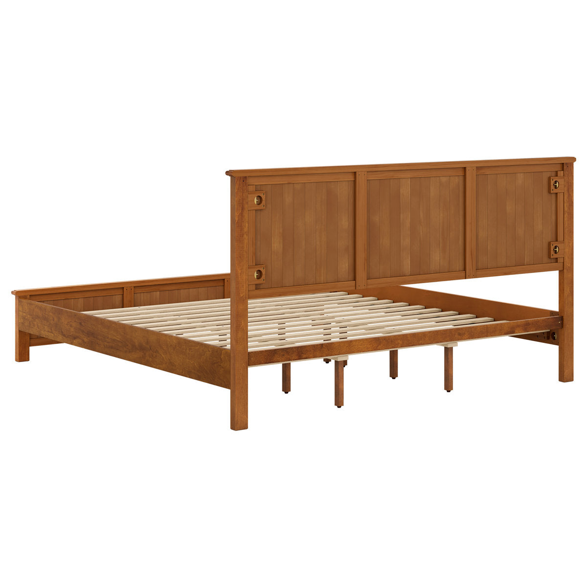 Furnishiaa Elegant Solid Wood Platform Bed with Reeded Headboard