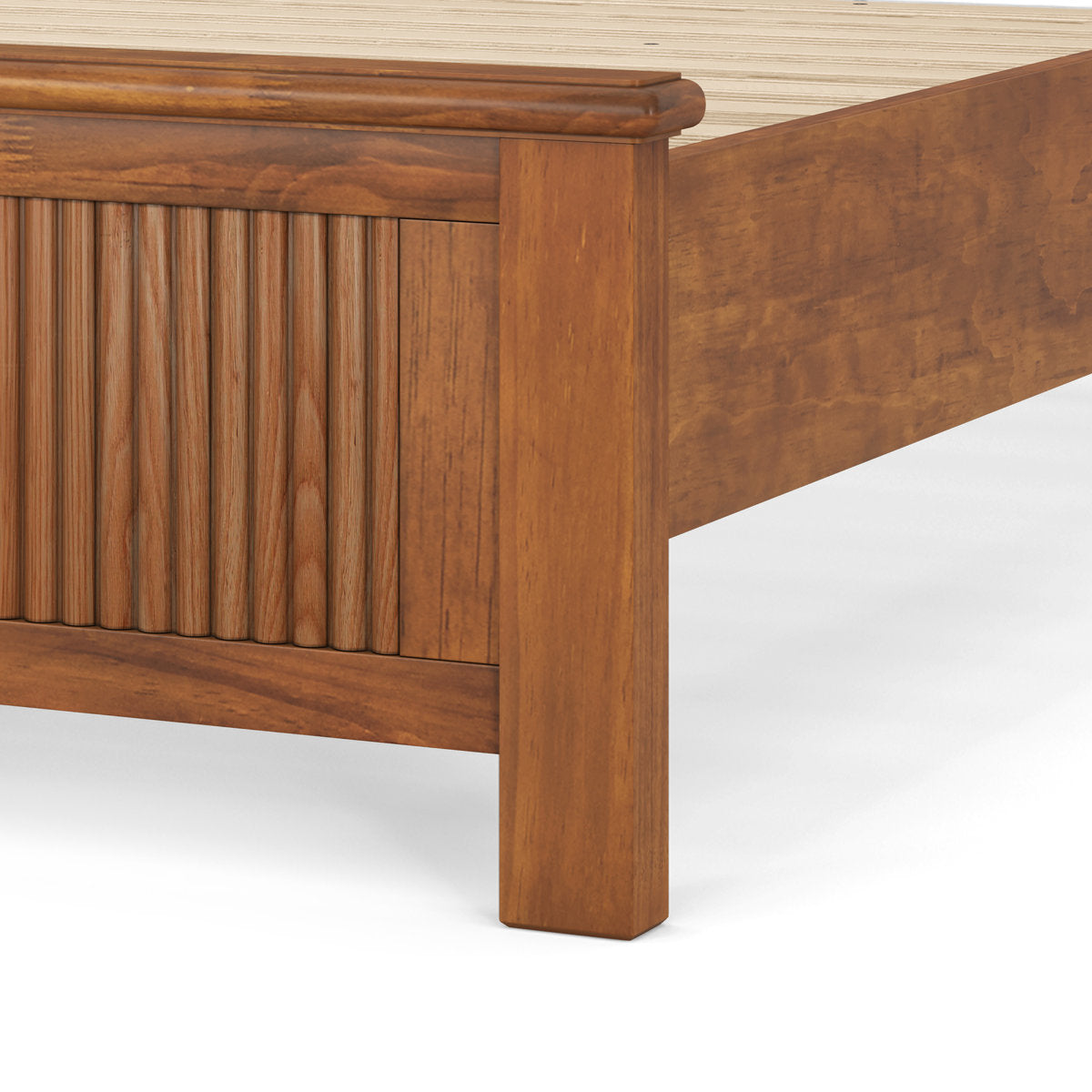 Furnishiaa Elegant Solid Wood Platform Bed with Reeded Headboard
