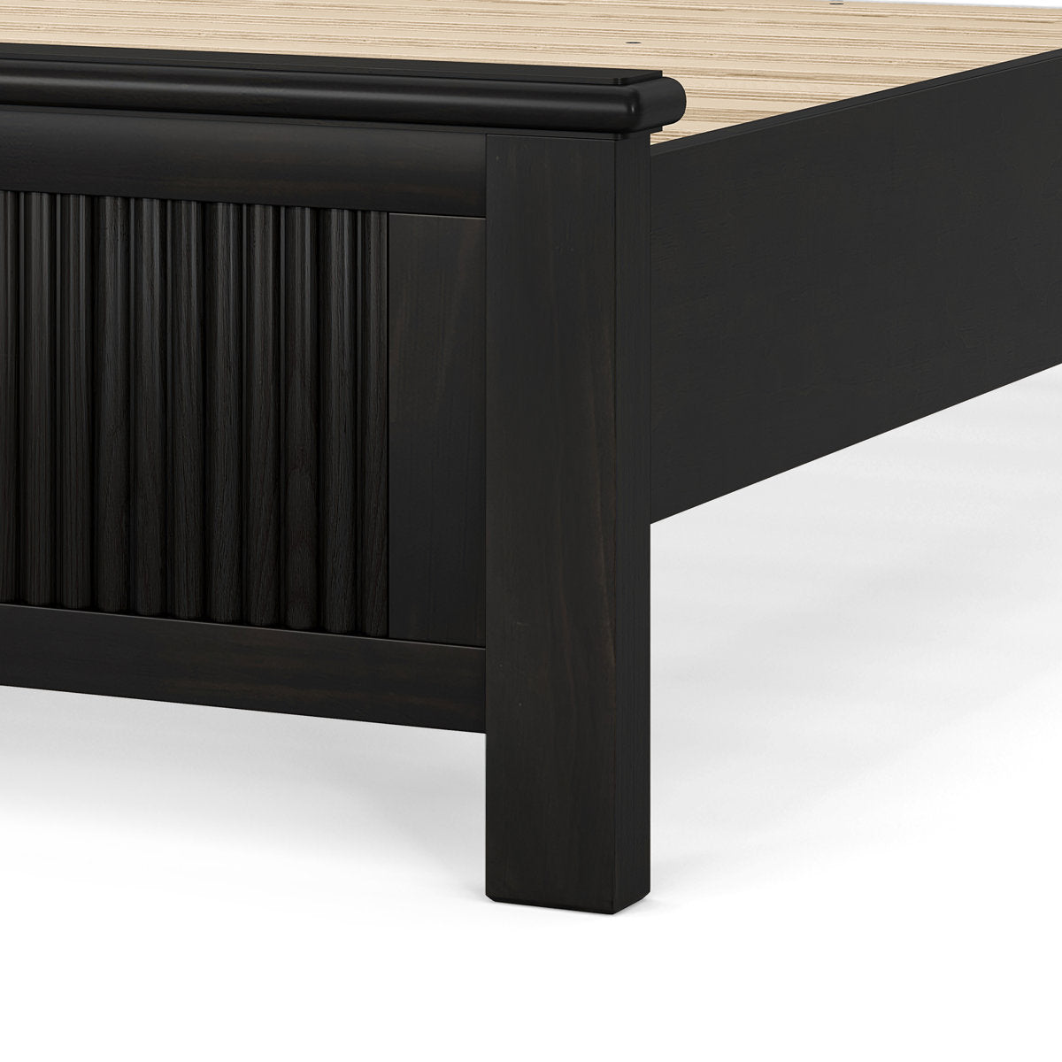 Furnishiaa Elegant Solid Wood Platform Bed with Reeded Headboard