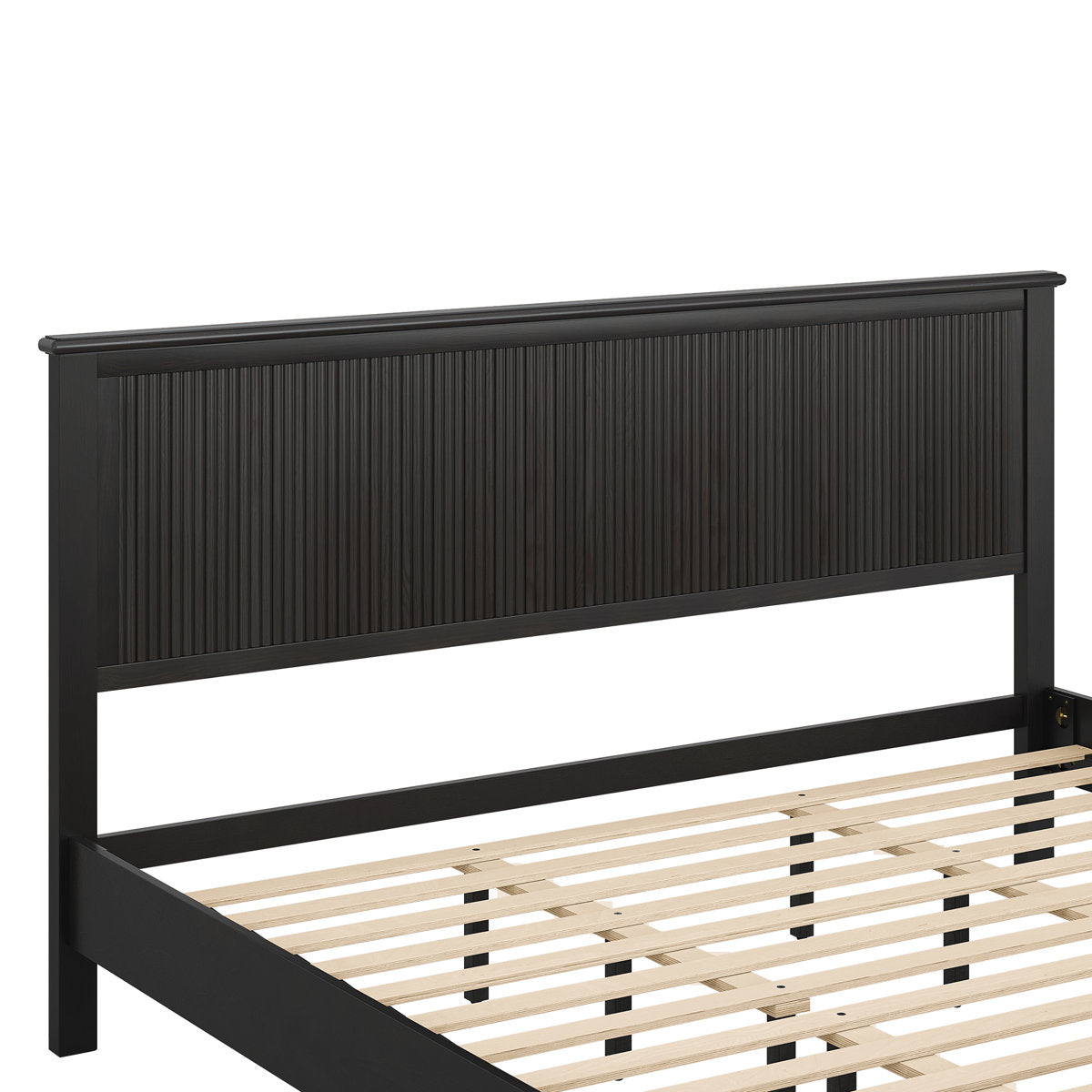 Furnishiaa Elegant Solid Wood Platform Bed with Reeded Headboard