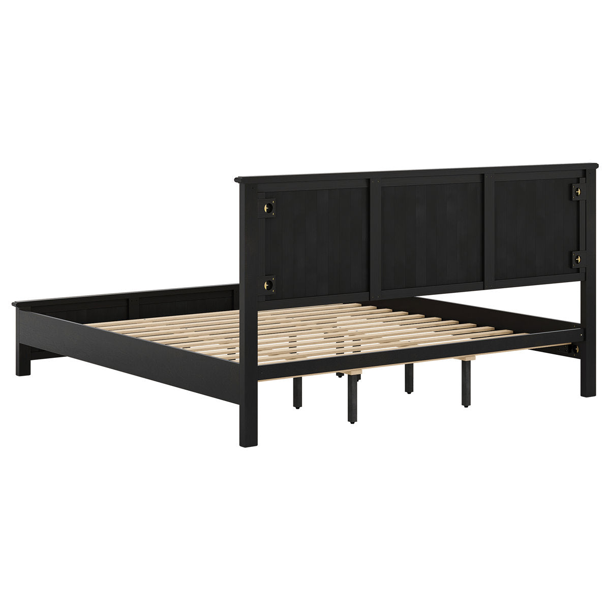 Furnishiaa Elegant Solid Wood Platform Bed with Reeded Headboard