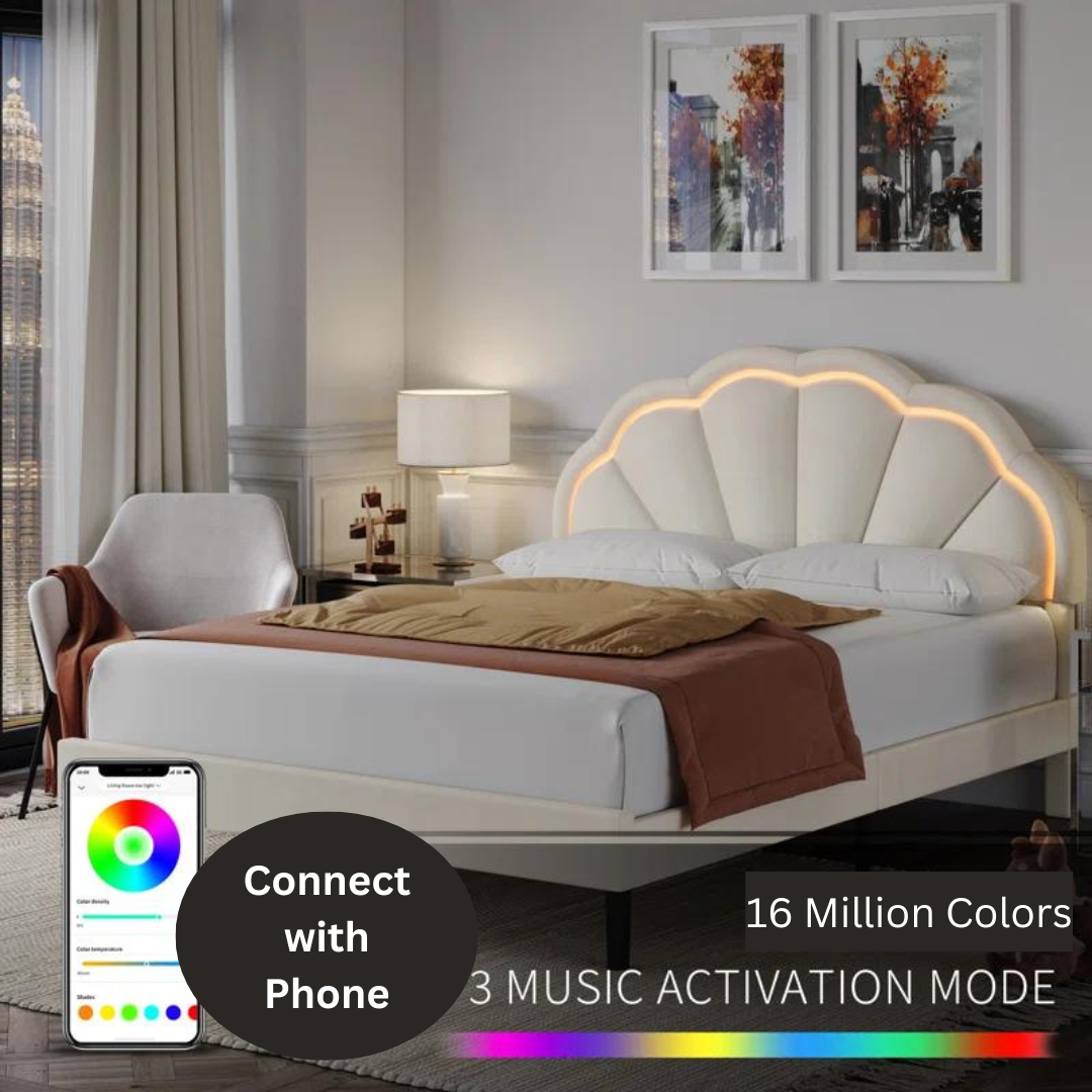 NightCraft Flowerboard Upholstered Bed - Furnishiaa -  - 