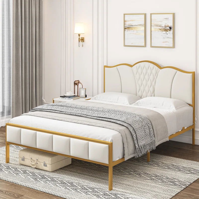 NightCraft Golden Frame Upholstered Bed - Furnishiaa -  - 