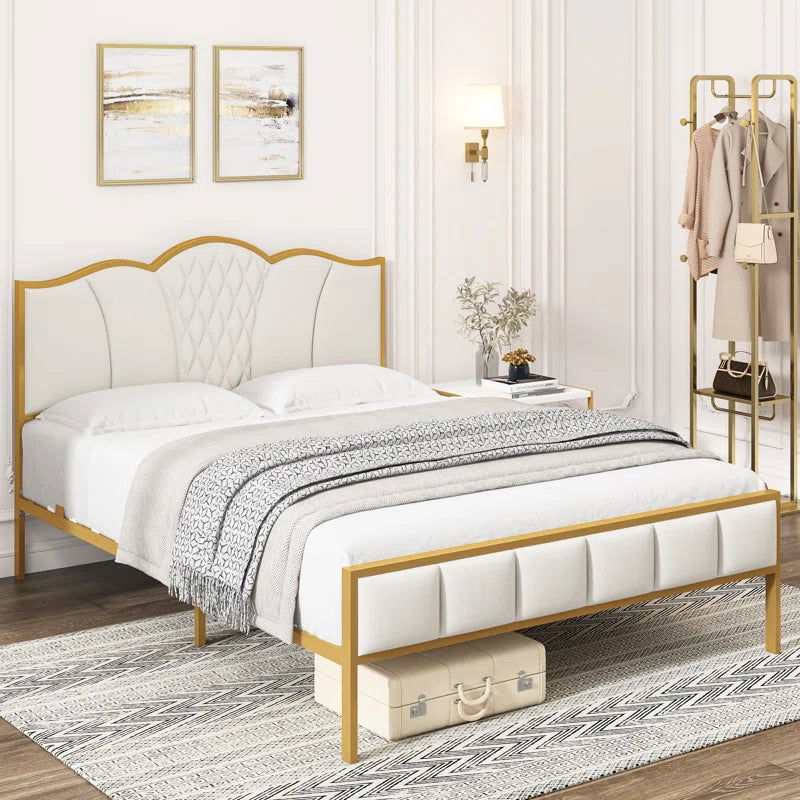 NightCraft Golden Frame Upholstered Bed - Furnishiaa -  - 