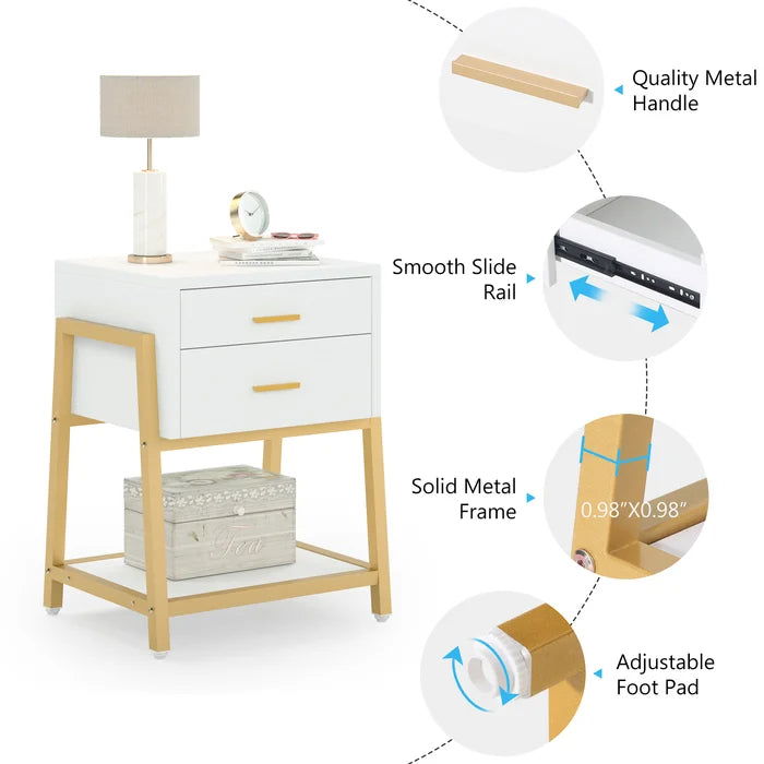 NightCraft Golden Tower Bedside Table - Furnishiaa -  - 