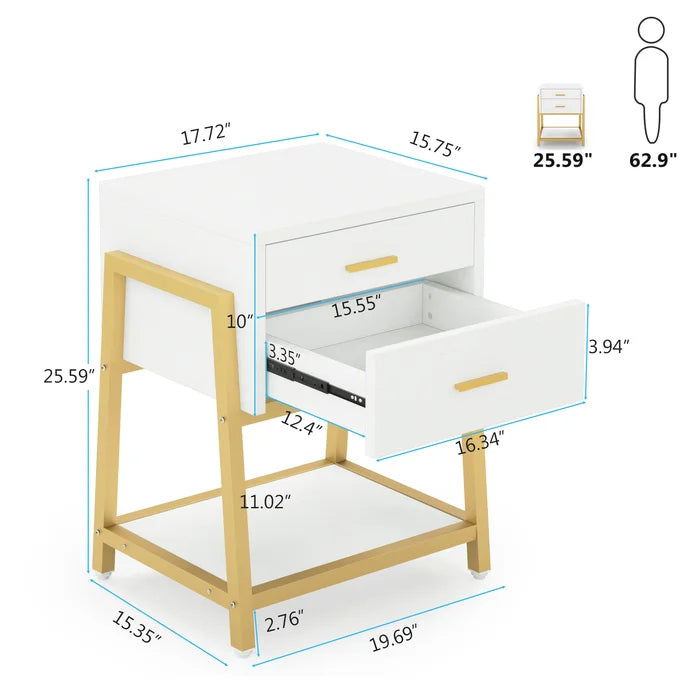 NightCraft Golden Tower Bedside Table - Furnishiaa -  - 