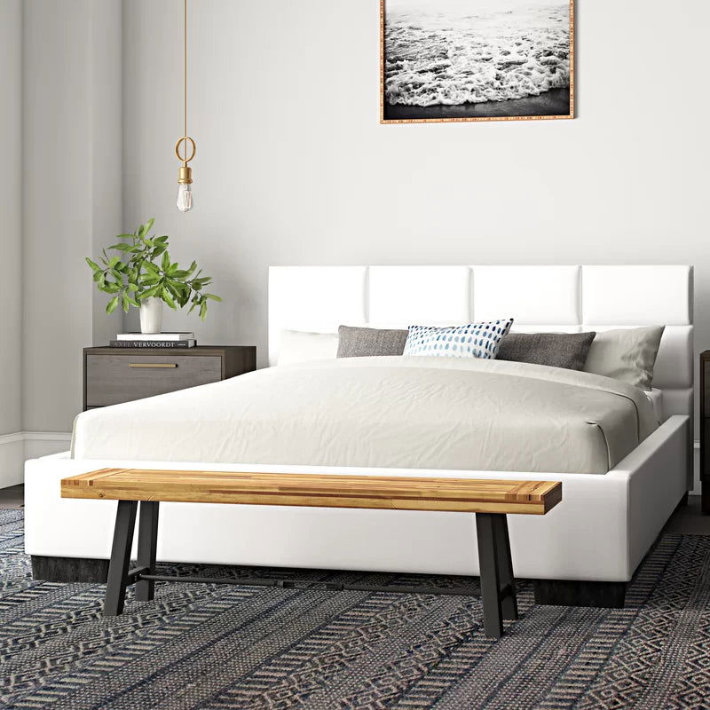 NightCraft Modern Minimal Upholstered Bed (Light Gray) - Furnishiaa -  - 