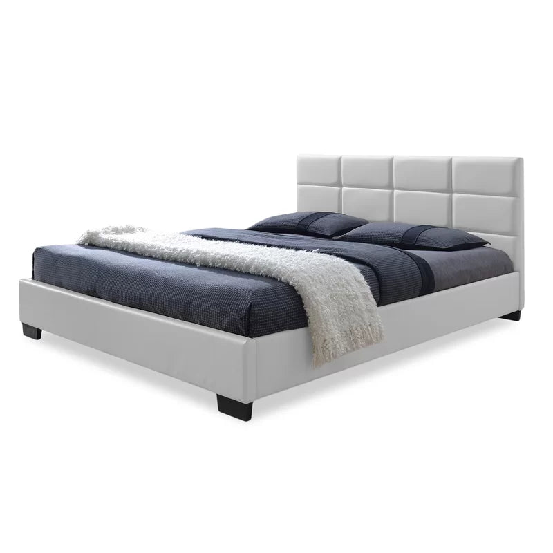 NightCraft Modern Minimal Upholstered Bed (Light Gray) - Furnishiaa -  - 