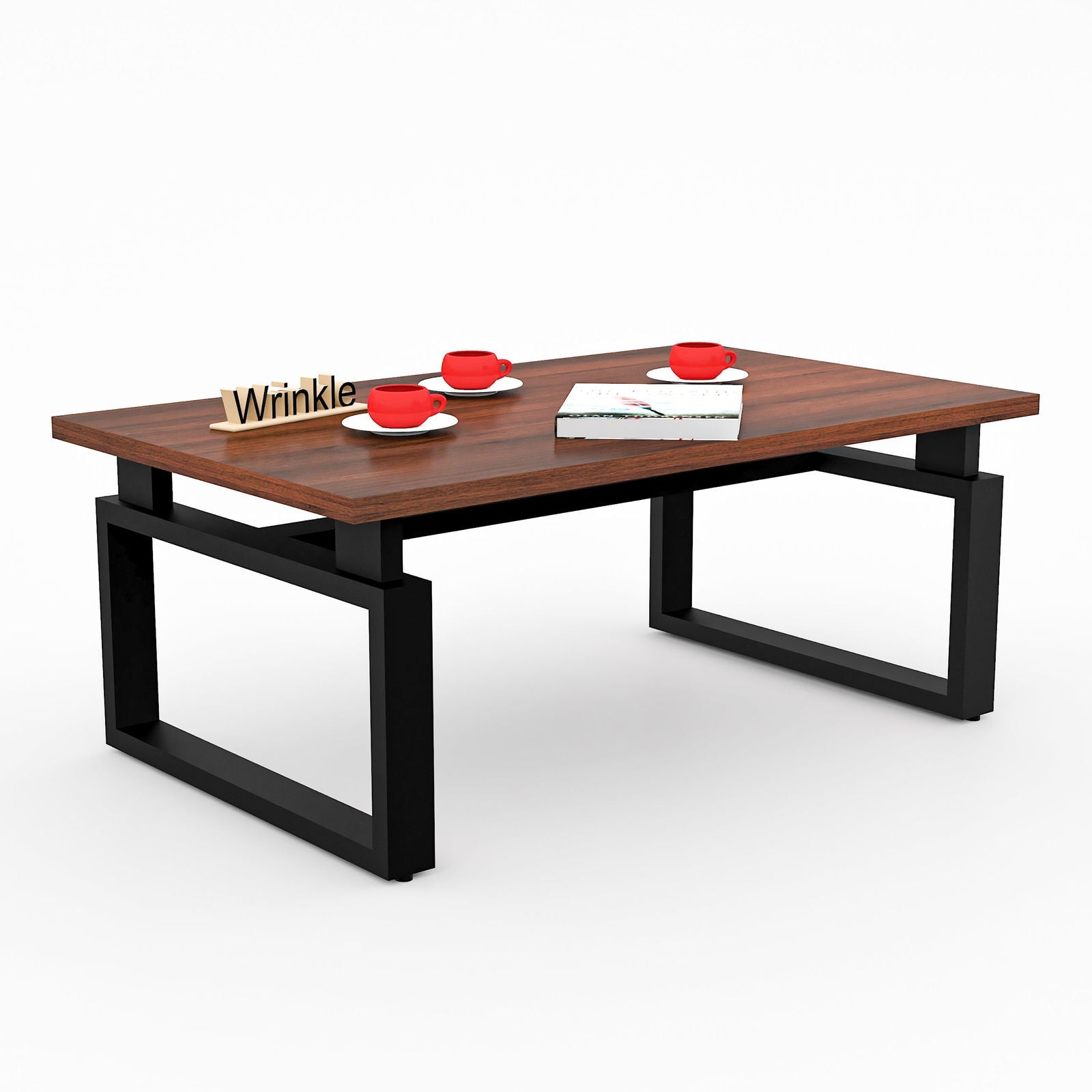 Nova Metal Coffee Table ( With Walnut Finished Top in Sheesham Wood ) - Furnishiaa -  - 