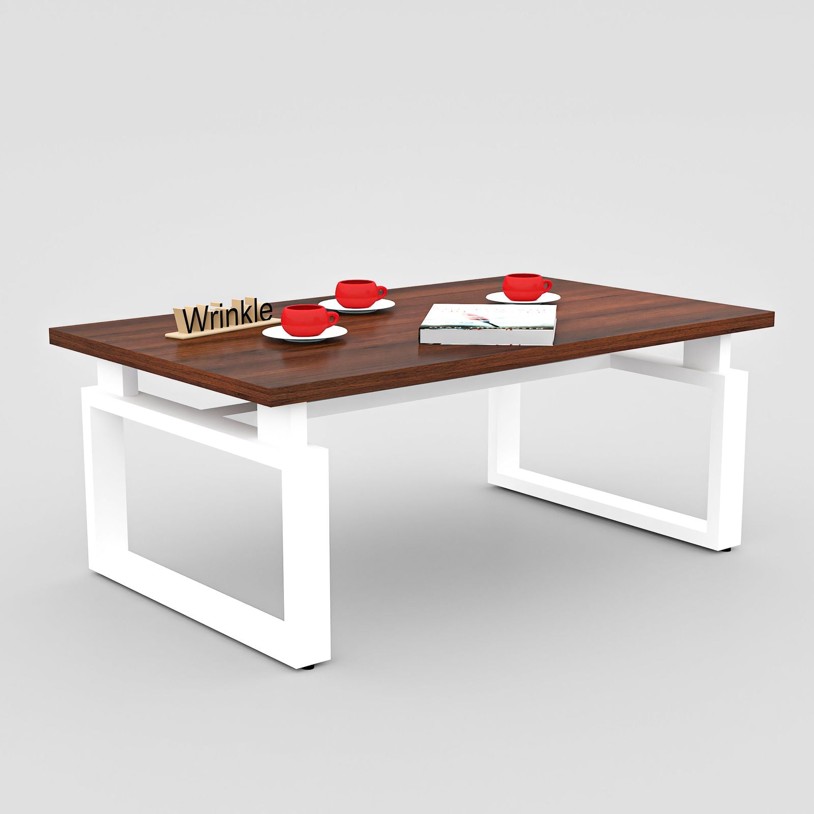 Nova Metal Coffee Table ( With Walnut Finished Top in Sheesham Wood ) - Furnishiaa -  - 