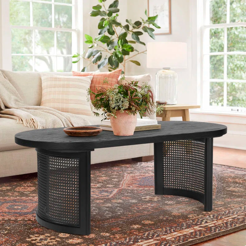 Furnishiaa Solid Sheesham Wood Oval Coffee Table