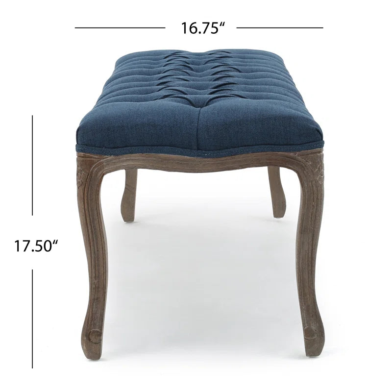 Elegant Upholstered Bench with Button Tufting and Carved Legs