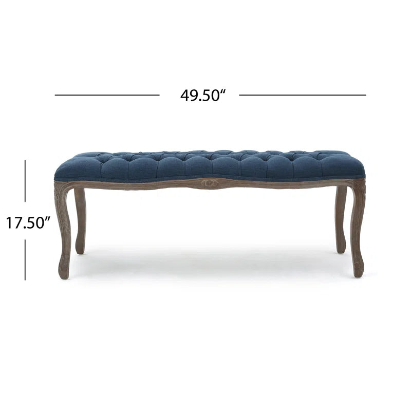 Elegant Upholstered Bench with Button Tufting and Carved Legs