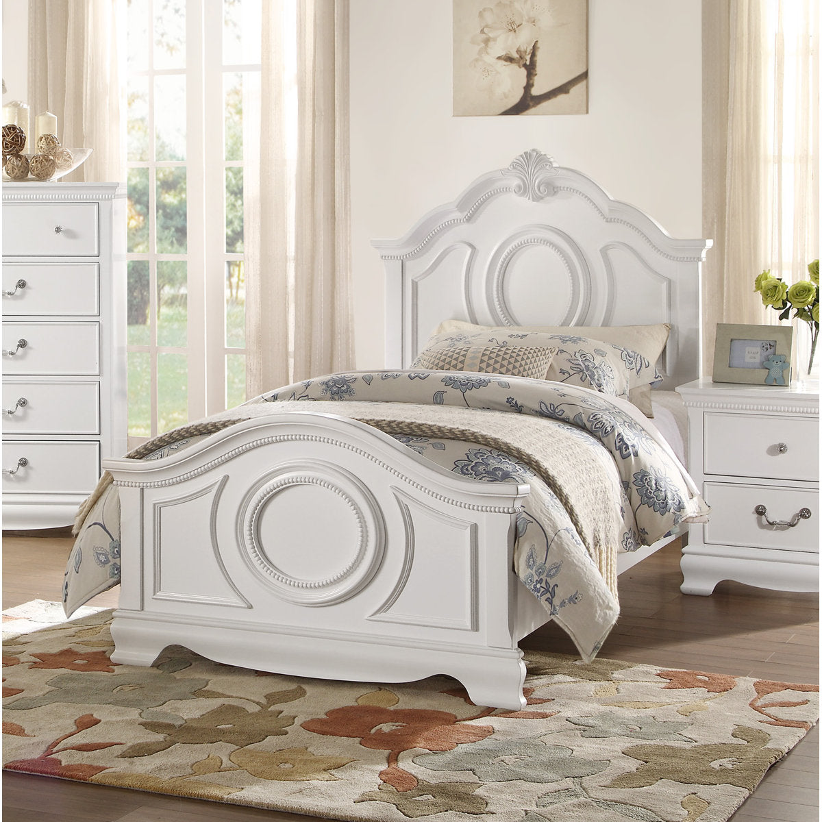 Furnishiaa Princess Style Bed with Arched Headboard & Shell Design