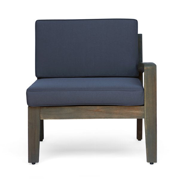 Outdoor 5-Piece 3-Seater Solid Sheesham Wood Sectional Sofa Set, Gray - Furnishiaa -  - 