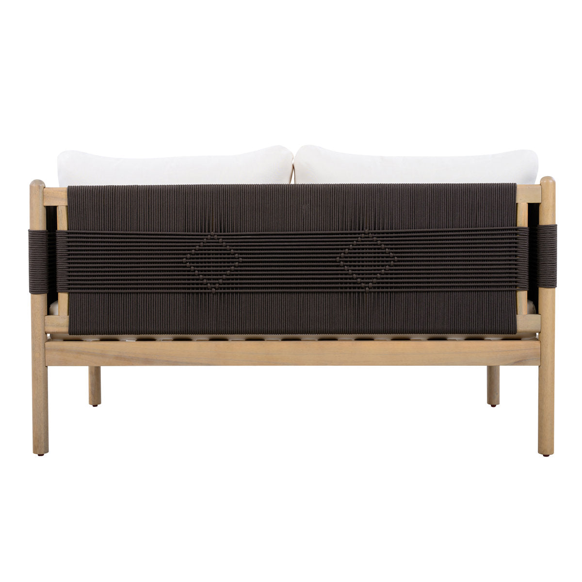 Furnishiaa Contemporary Acacia Wood Outdoor Loveseat with Cushioned Seating