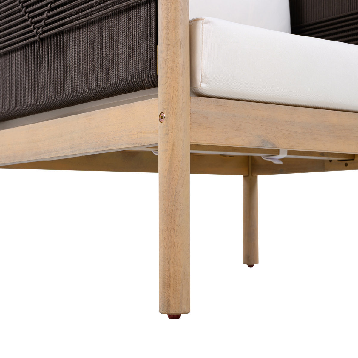Furnishiaa Contemporary Acacia Wood Outdoor Loveseat with Cushioned Seating