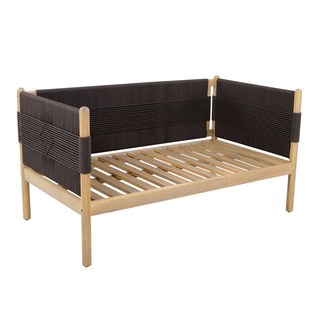 Furnishiaa Contemporary Acacia Wood Outdoor Loveseat with Cushioned Seating