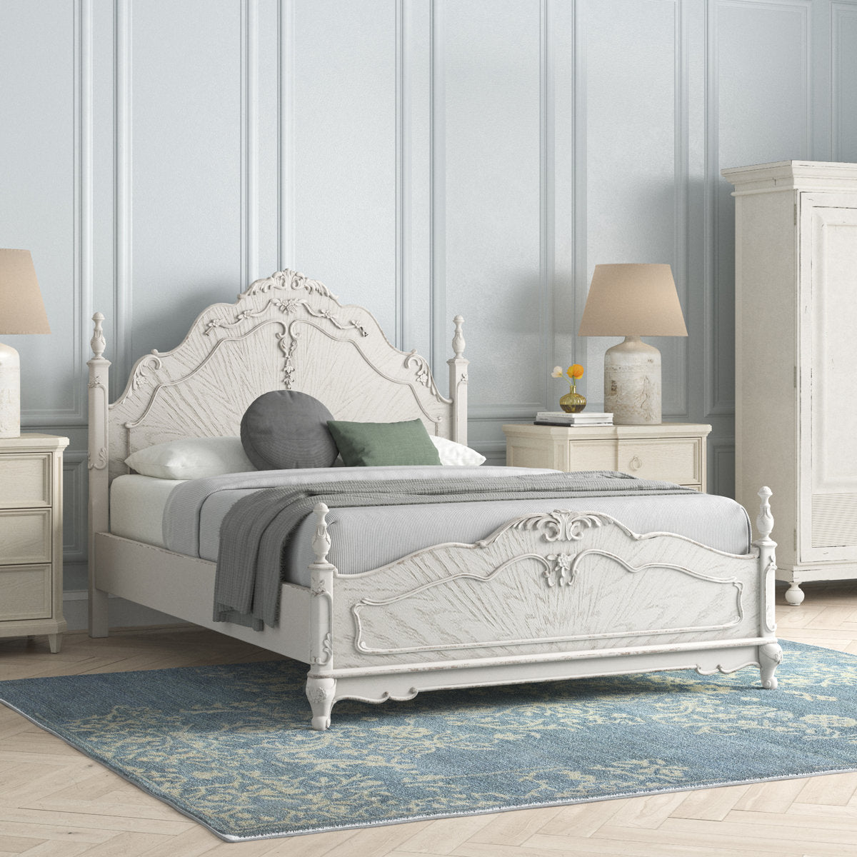 Furnishiaa Luxury Wooden Four Poster Bed