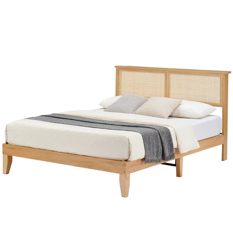 Rich Solid Wood Natural Cane Without Storage Bed - Furnishiaa -  - 