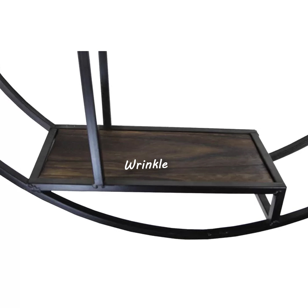 Round Iron And Solid Sheesham Wood Hanging Floating Shelf - Furnishiaa -  - 