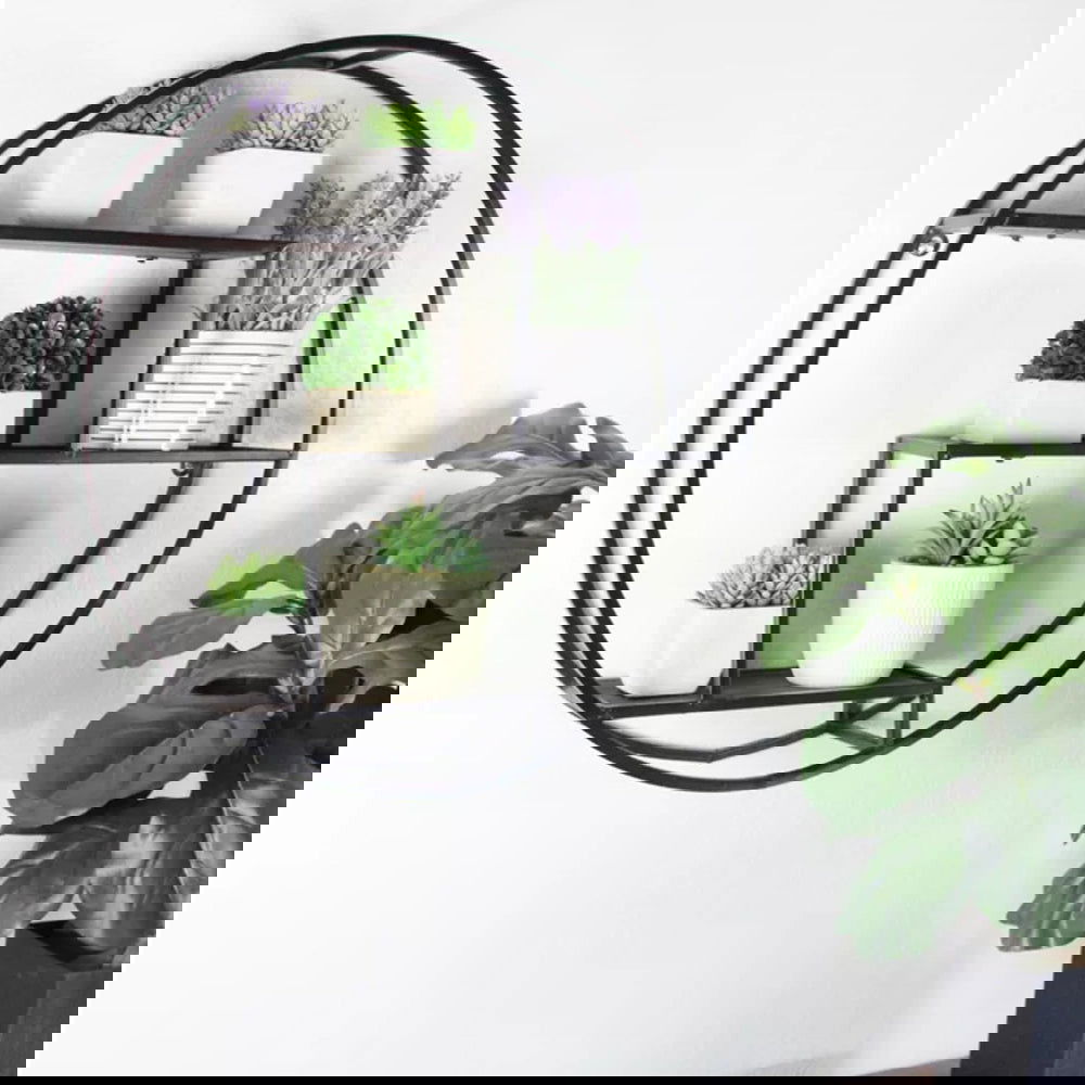 Round Iron And Solid Sheesham Wood Hanging Floating Shelf - Furnishiaa -  - 