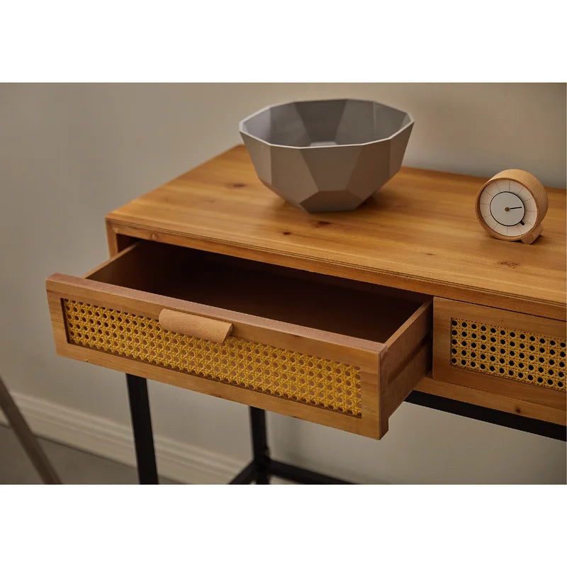 Rustic Natural Cane Console Table For Home – Furnishiaa