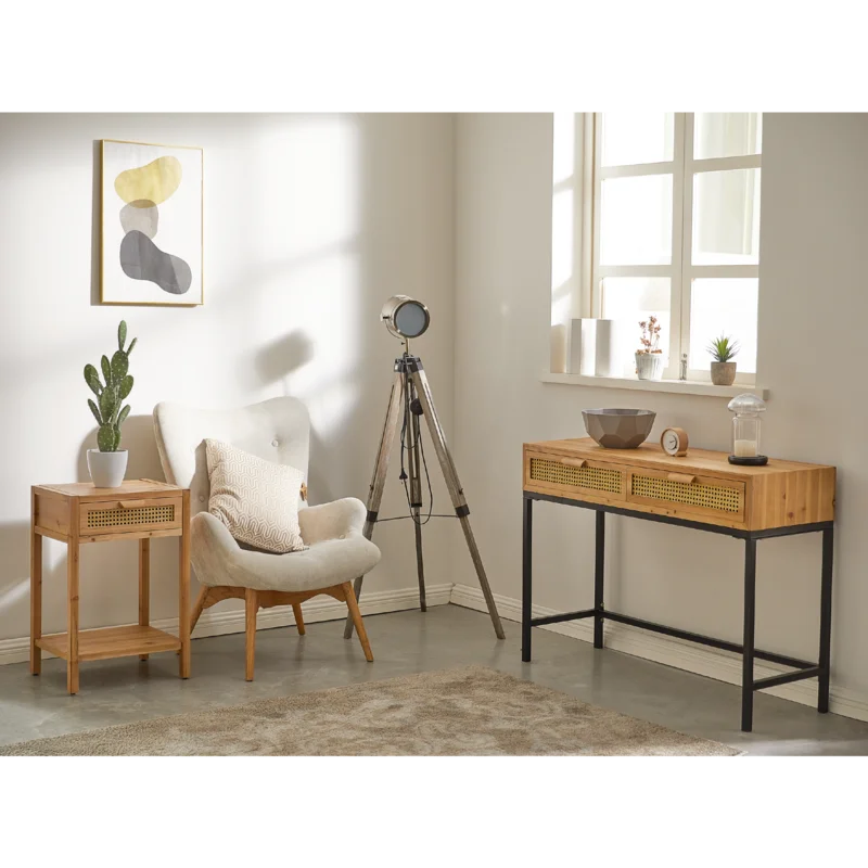 Rustic Natural Cane Console Table For Home - Furnishiaa -  - 