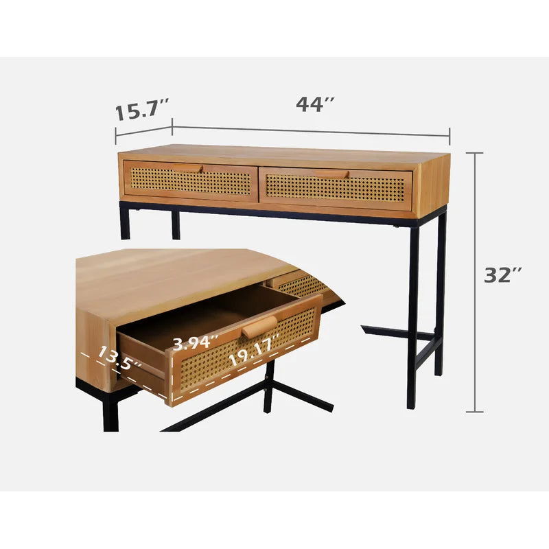 Rustic Natural Cane Console Table For Home - Furnishiaa -  - 