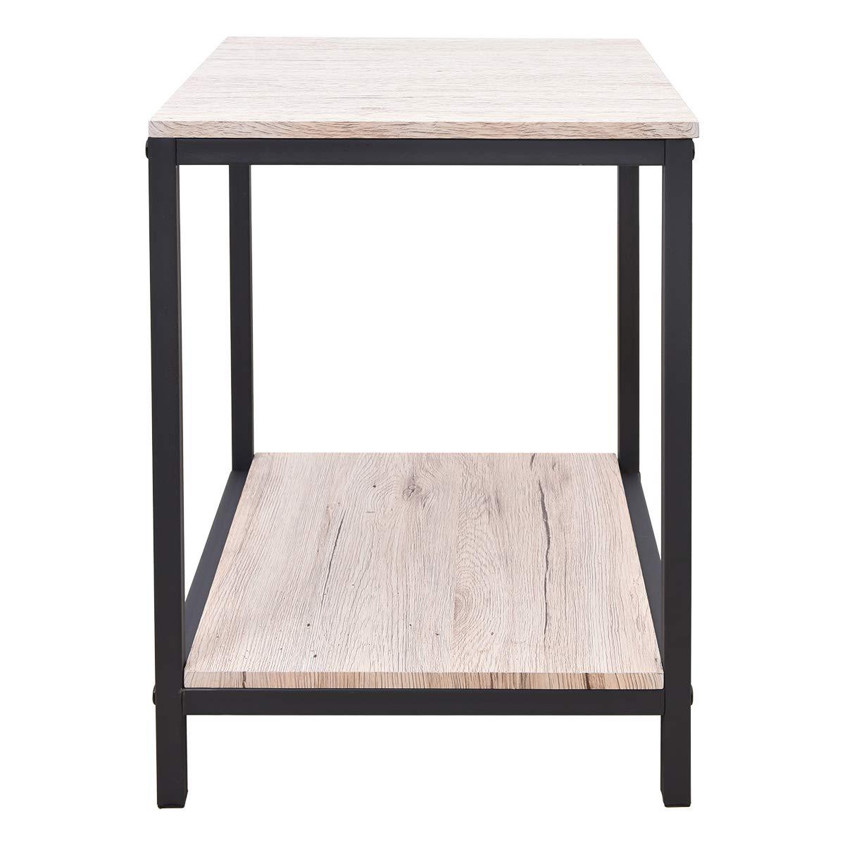 Sheesham Iron Frame Solid Wood Bedside End Table for Living Room Accent Table Night Stand for Bedroom - Furnishiaa -  - 