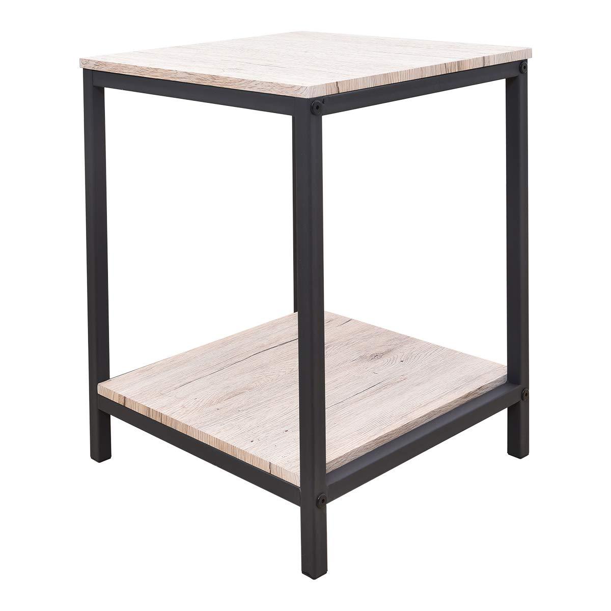 Sheesham Iron Frame Solid Wood Bedside End Table for Living Room Accent Table Night Stand for Bedroom - Furnishiaa -  - 