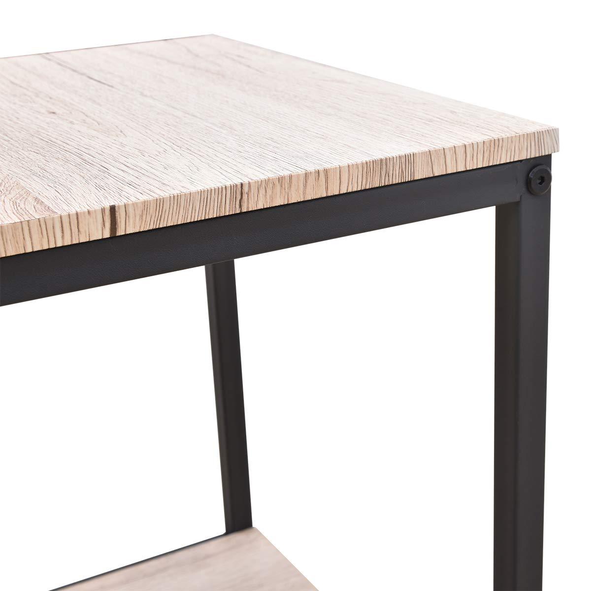 Sheesham Iron Frame Solid Wood Bedside End Table for Living Room Accent Table Night Stand for Bedroom - Furnishiaa -  - 