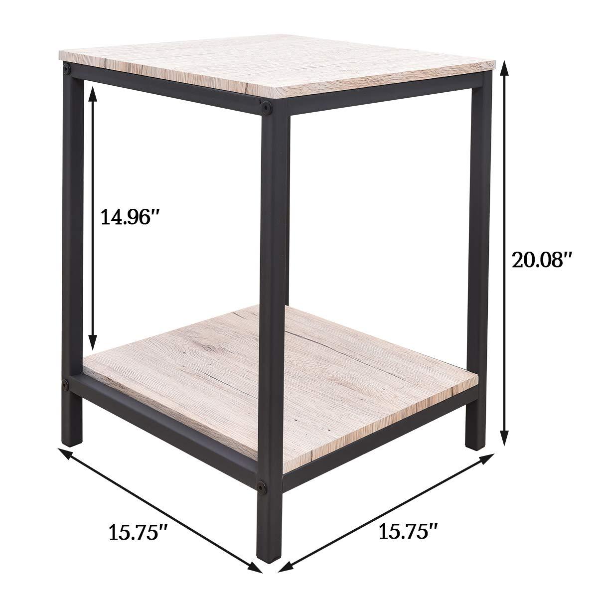 Sheesham Iron Frame Solid Wood Bedside End Table for Living Room Accent Table Night Stand for Bedroom - Furnishiaa -  - 