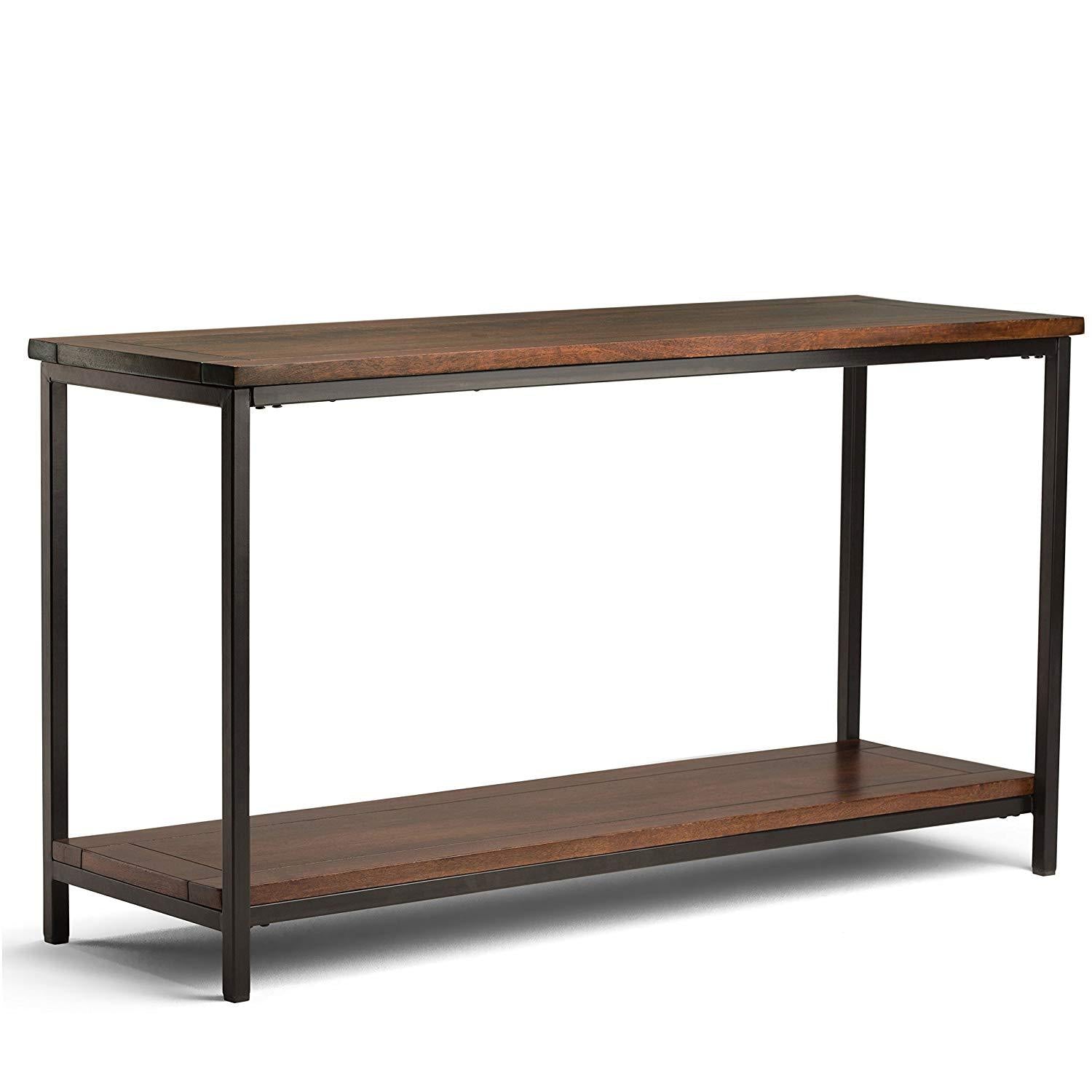 Sheesham Iron Frame Solid Wood Console Table for Living Room Side Table for Bedroom - Furnishiaa -  - 