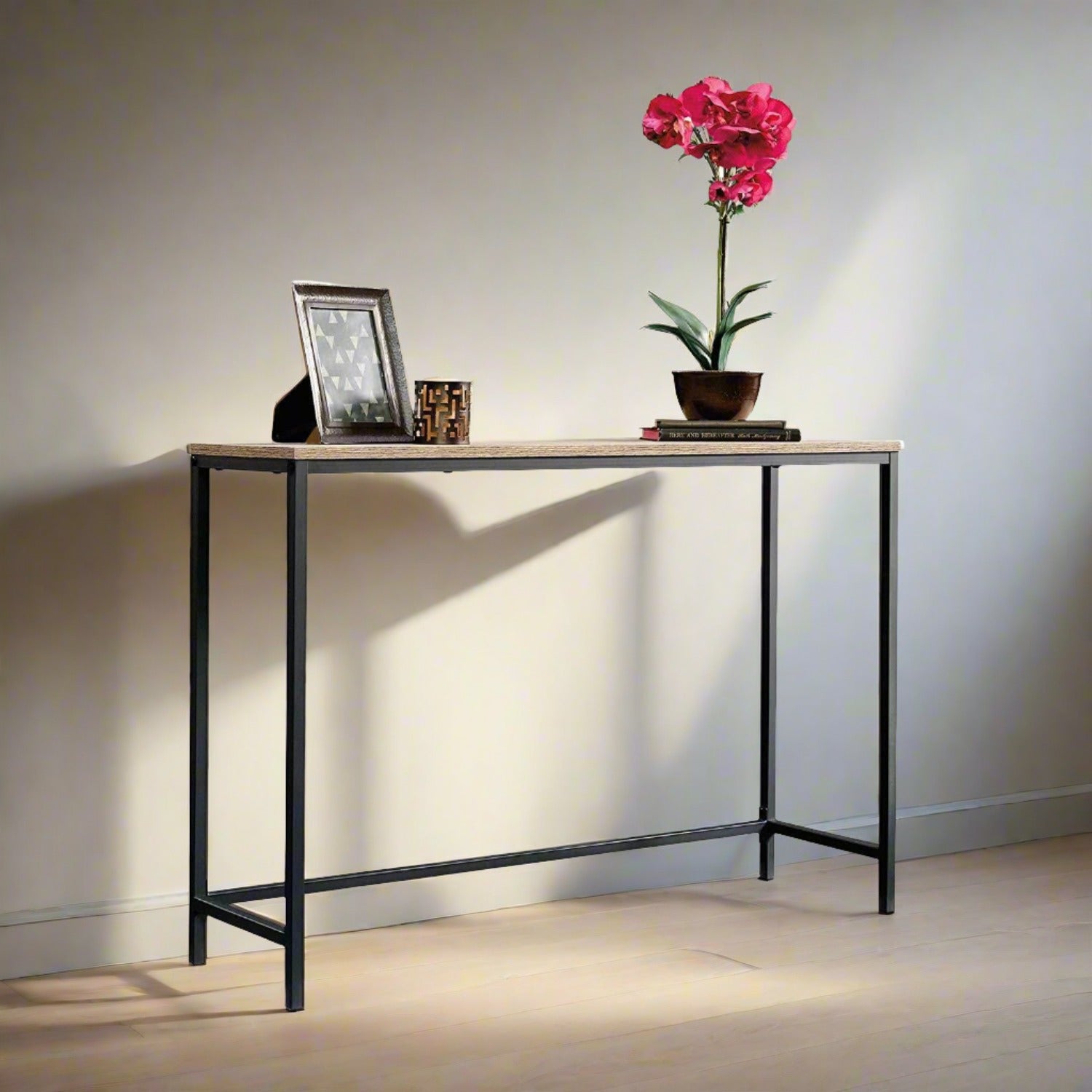 Sheesham Iron Frame Solid Wood Console Table for Living Room Side Table for Bedroom - Furnishiaa -  - 