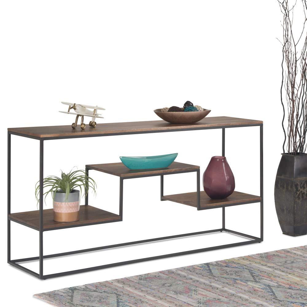 Sheesham Wood & Iron Console Table Multipurpose Side Tables with Shalf for Living Room Hall Home Office (Black and Brown Finish) - Furnishiaa -  - 