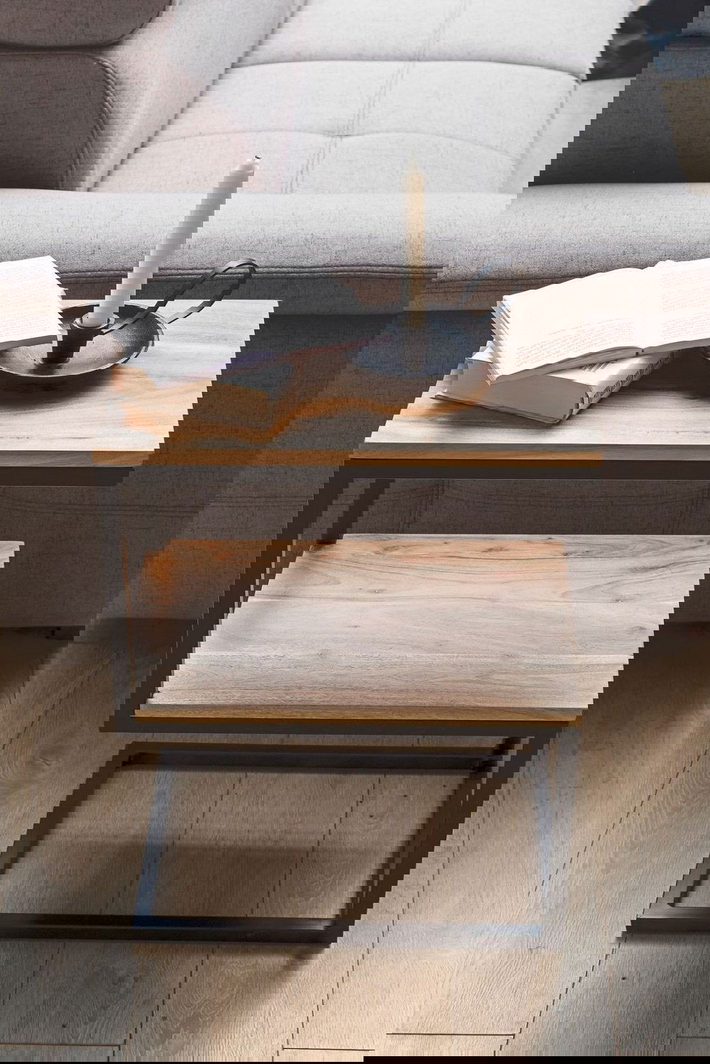 Sheesham Wood & Iron S Shape Bedside End Tables Night Stand Side Stool for Bedroom Living Room Home (Black and Teak Finish) - Furnishiaa -  - 